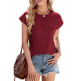 thumbnail image 4 of Womens Summer Tops Workout Shirts Wine Red S, 4 of 7