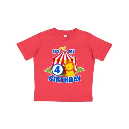 

Inktastic Its My Birthday Circus Tent with Lion 4 Years Old Gift Toddler Boy or Toddler Girl T-Shirt