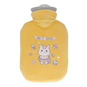 Hot Water Bottle with Soft Cover Student Home Portable Cute Cartoon Pattern PVC Hot Water Bag 500ML Yellow