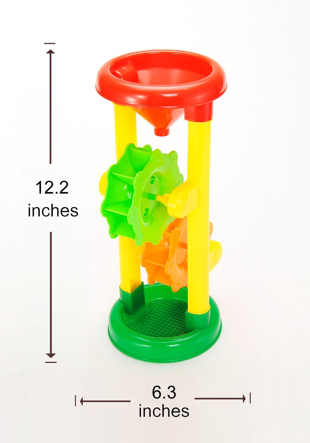 Sun & Fun PlayWorld Double Sand Wheel Beach Toy Set with Bucket, Shovels, Rakes, Sailboat and 3 Molds