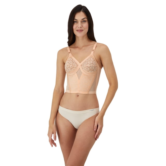 Brasier Tipo Peto Largo Criss Cross - PLAYTEX - Sin Varillas - Levanta y Separa Busto - Modelo 677 - Estilo Soporte Natural - Color Beige - Talla 40C