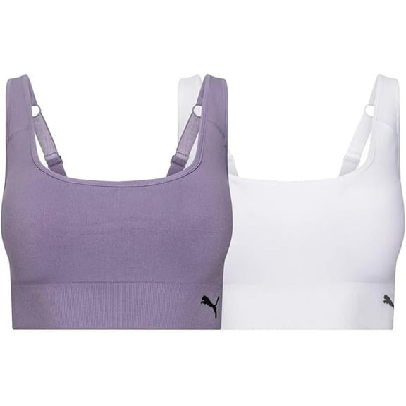 PUMA Women's Seamless Sports Bra White/Purple XL