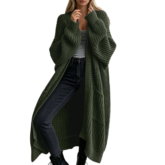 Womens Long Cardigan Sweaters Open Front Oversized Duster with Pocket for Women 2025 Fall Winter Knit Design Coats