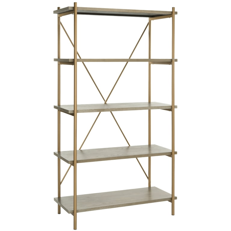 Safavieh Rigby Gold Liquid/Rustic Oak Metal Etagere Safavieh Rigby Gold Liquid/Rustic Oak Metal Etagere