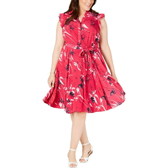 Charter Club Womens Plus Floral Midi Shirtdress