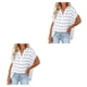 thumbnail image 3 of Minnieouse Camisa fina de manga corta con cuello en V, camisa holgada para mujer. Jersey de manga corta a rayas con cuello en V para mujer. Type3 NO3, 3 of 6