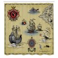 thumbnail image 3 of Ambesonne Hand Drawn Shower Curtain, Antique Map Pirate, 69"Wx75"L, Beige Red Grey, 3 of 5