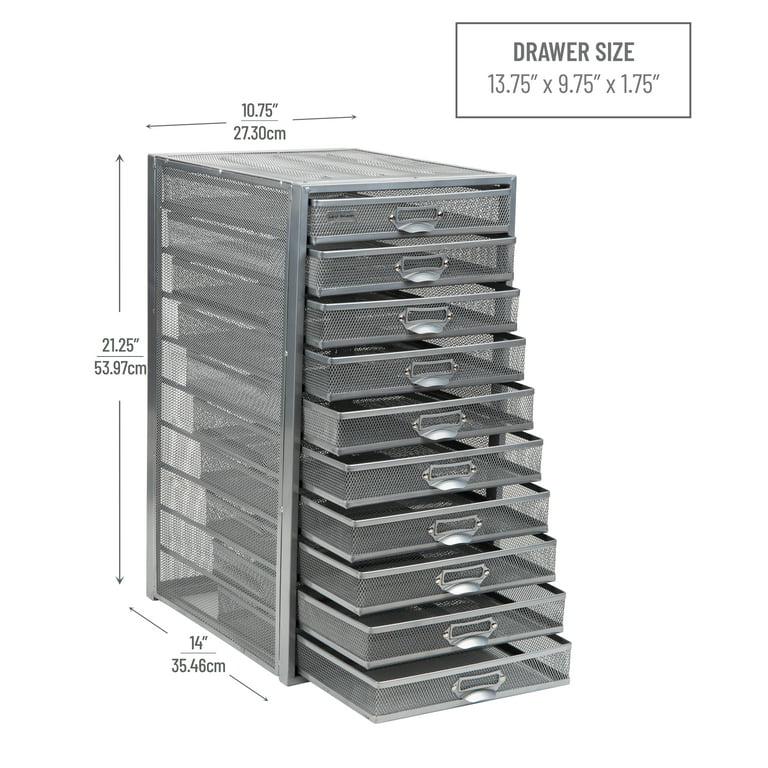 Mind Reader File Storage Drawers, Desk Organizer, Multi-Purpose, Crafts,  Office, Metal Mesh, 11L x 14W x 11H, Black