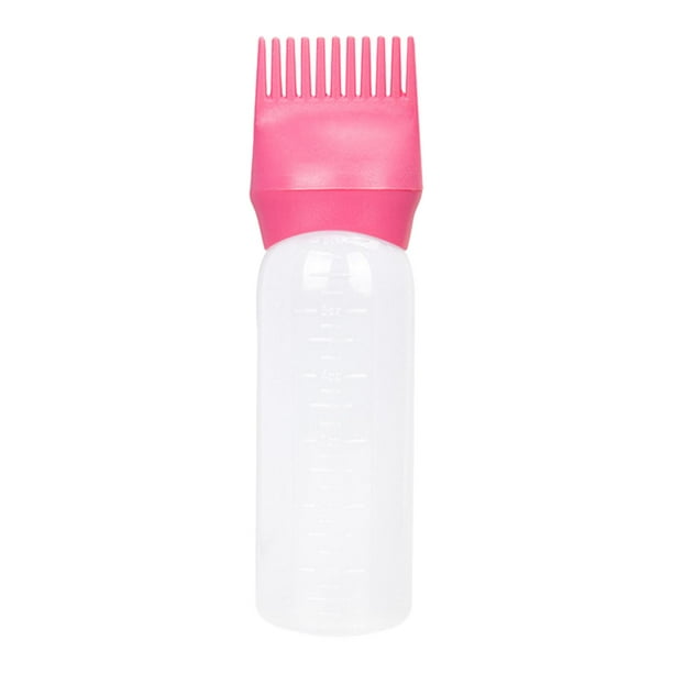 Frasco de 120 ml con peine para tinte de cabello, dispensador con escala graduada Rosado