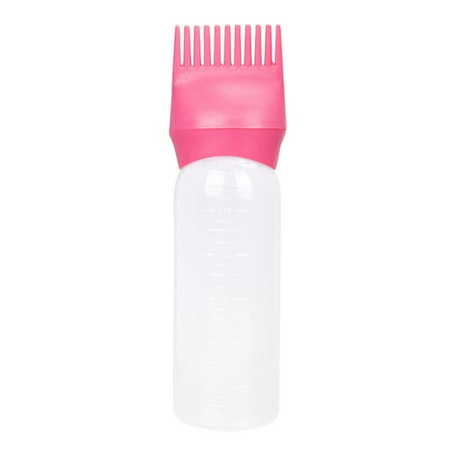 Milaget 120ml Comb Bottle Hair Coloring Dyeing Dispensing Container with Graduated Scale Pink