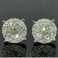 thumbnail image 2 of 2Ct Round Cut White Diamond Cluster Stud Earrings 14K White Gold Plated, 2 of 3