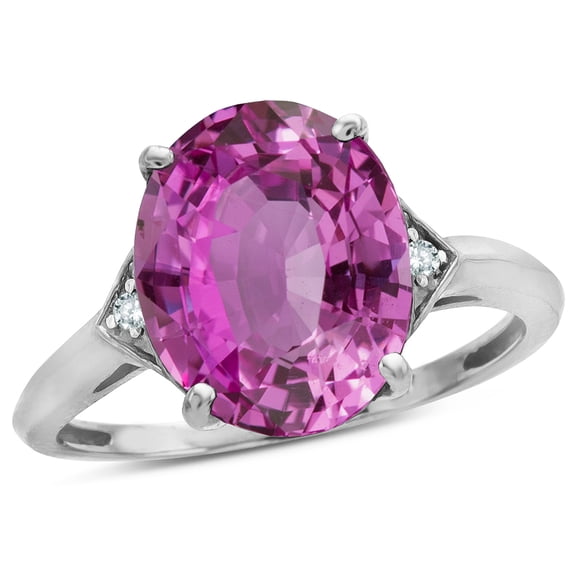 Star K � Large Oval 12x10 Simulated Pink Tourmaline 3 Stone Trillion Setting Ring