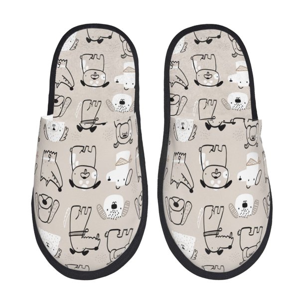 Fotbe Puppy Pantuflas Peludas para Mujer con Estampado, Zapatillas de Peluche, Zapatos de Invierno para Casa, Uso Interior y Exterior-Large