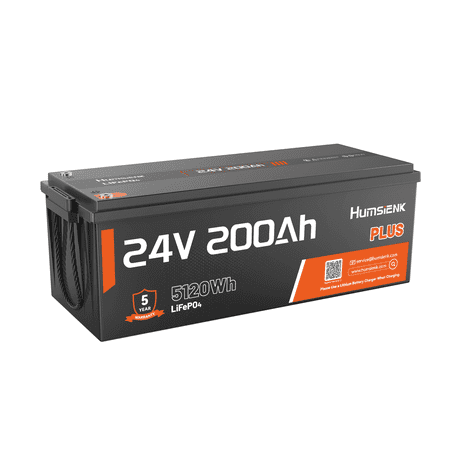 HumsiENK 24V 200Ah LiFePO4 Lithium Deep Cycle Battery 5120Wh with 250A BMS for RV Camper Marine Home Solar System and Off Grid Energy Storage