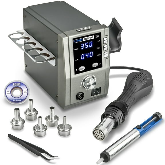 X-Tronic 6020-PRO-X 750 Watt Hot Air Rework Station, Patented Nozzle Holder, 3 Temp Presets, C/F & More