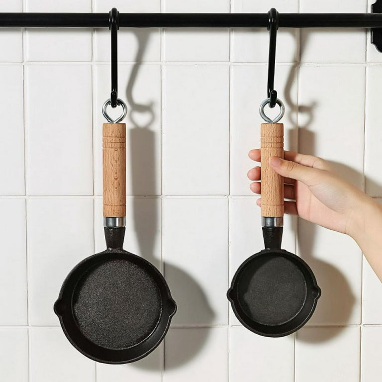 Mini Cast Iron Skillet With Wooden Base (Set of 2) - Cast Iron Frying Pan  Mini Skillet With Protective Wood Base - Heavy Duty Metal Skillet Weighing