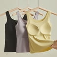 thumbnail image 5 of Padded Undershirts for Women Solid Color Scoop Neck Seamless Tank Top with Built-In Bra Soft Summer Everyday Cami Green 3XL, 5 of 9