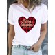 thumbnail image 1 of Camiseta de manga corta con estampado de corazón de amor de vino para mujer, ropa de Navidad, moda de Año Nuevo, Camisetas básicas, camisetas gráficas, 1 of 5