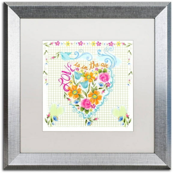 Trademark Fine Art "Love Heart" Canvas Art by Lisa Powell Braun, White Matte, Silver Frame