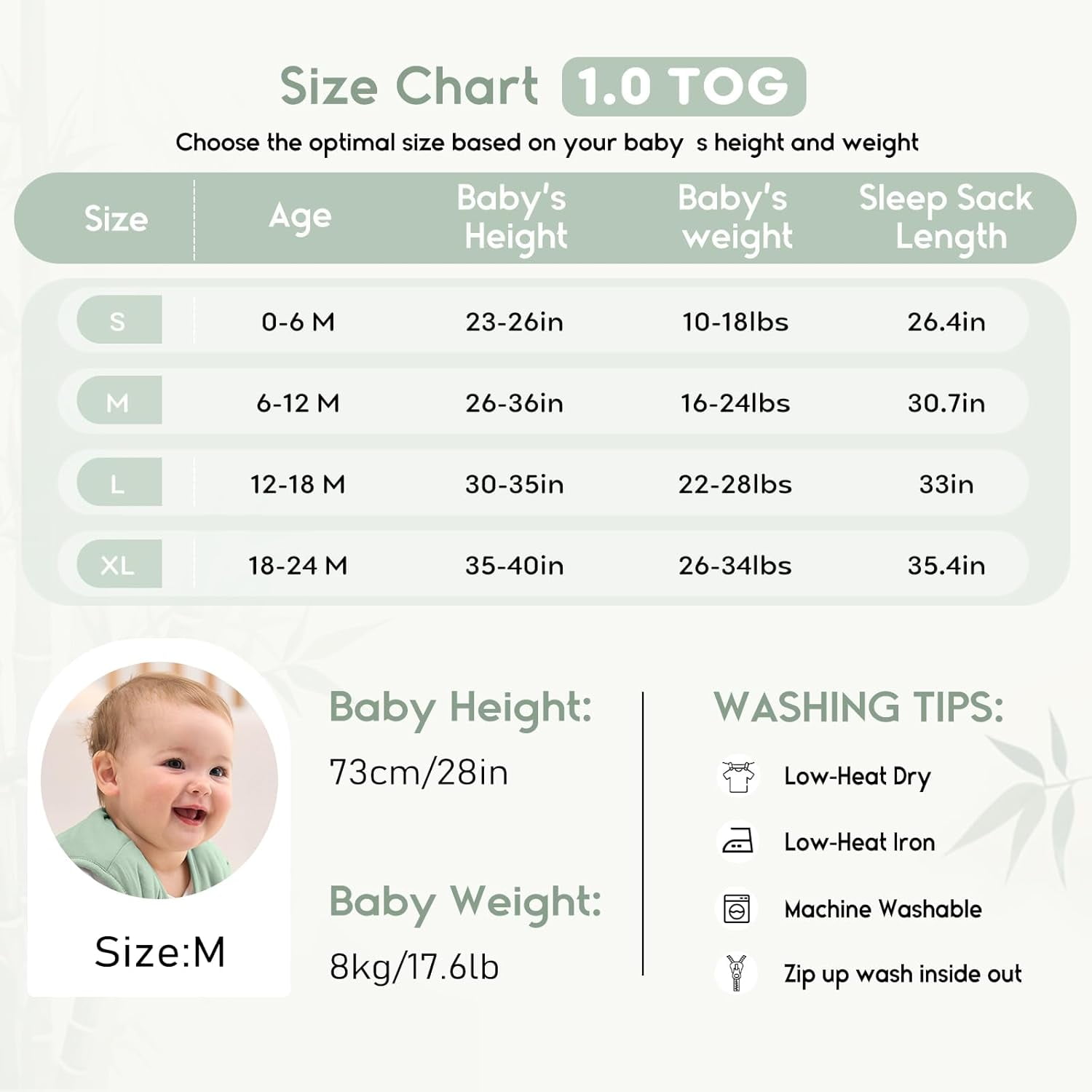 Yoofoss Rayon Made from Bamboo Baby Sleep Sack 12-18 Months 1.0 Tog Baby Wearable Blanket, Super Soft Infant Toddler Sleeping Sack 2-Way Zipper