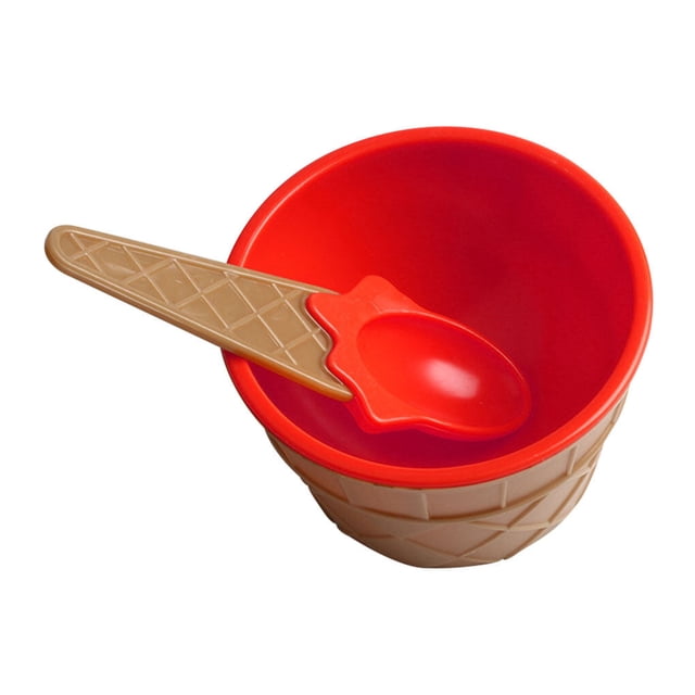 Toystoory Taza de helado para niños Postre para niños Mezcla de helado Tazón de PP con cuchara Vajilla Vajilla, verde Mostrada gran rojo