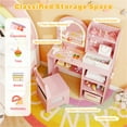 thumbnail image 6 of Kids Vanity Set with LED-Lit Mirror, Kids Table and Chairs with 5 Makeup Accessories, 2-in-1 Toddler Girls Vanity with Writing Table, Pink, 6 of 10