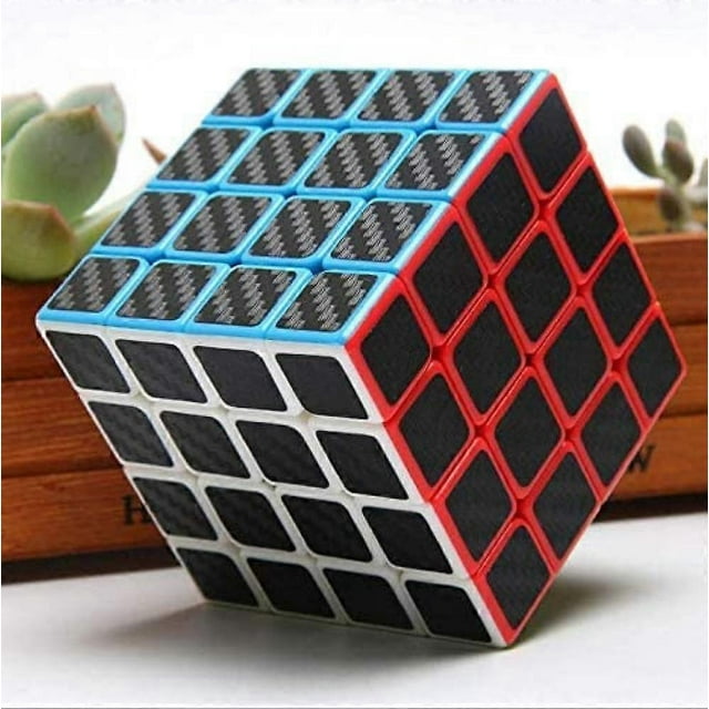SAYTAY CFMOUR Speed Cube 4x4x4, Smooth Magic Carbon Fiber Sticker Speed Cubes, Enhanced VersionBlack ST-001