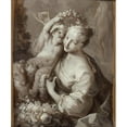 thumbnail image 2 of Ignazio Stern 12x14 Gold Ornate Wood Frame and Double Matted Museum Art Print Titled - Allegory of Spring (18th Century), 2 of 4
