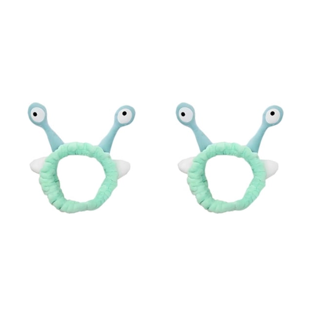 Minnieouse Diadema de felpa con orejas de caracol, robusta y duradera, adorable para lavarse la cara, diadema verde claro verde claro 2Conjunto