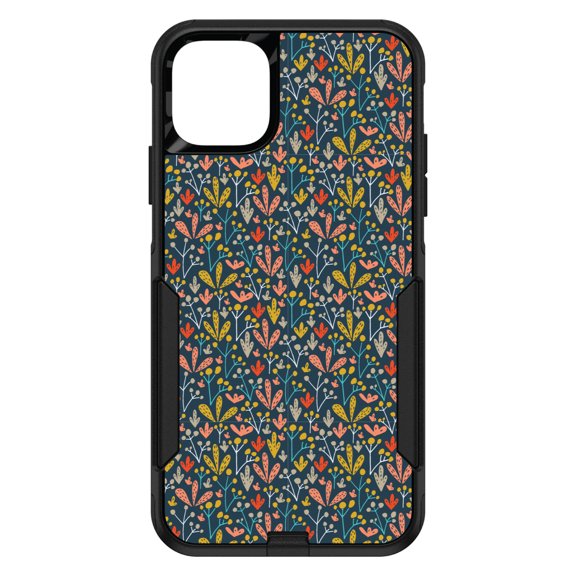 DistinctInk Custom SKIN / DECAL compatible with OtterBox Commuter for iPhone 11 Pro MAX (6.5" Screen) - Modern Floral - Navy Yellow Teal