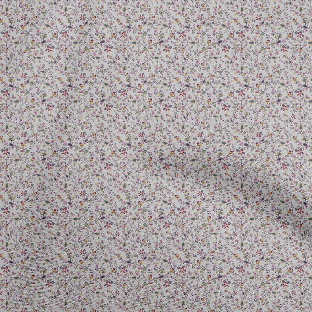 oneOone Polyester Spandex Gray Fabric Asian Japanese Floral Fabric For Sewing Printed Craft Fabric By The Yard 56 Inch Wide