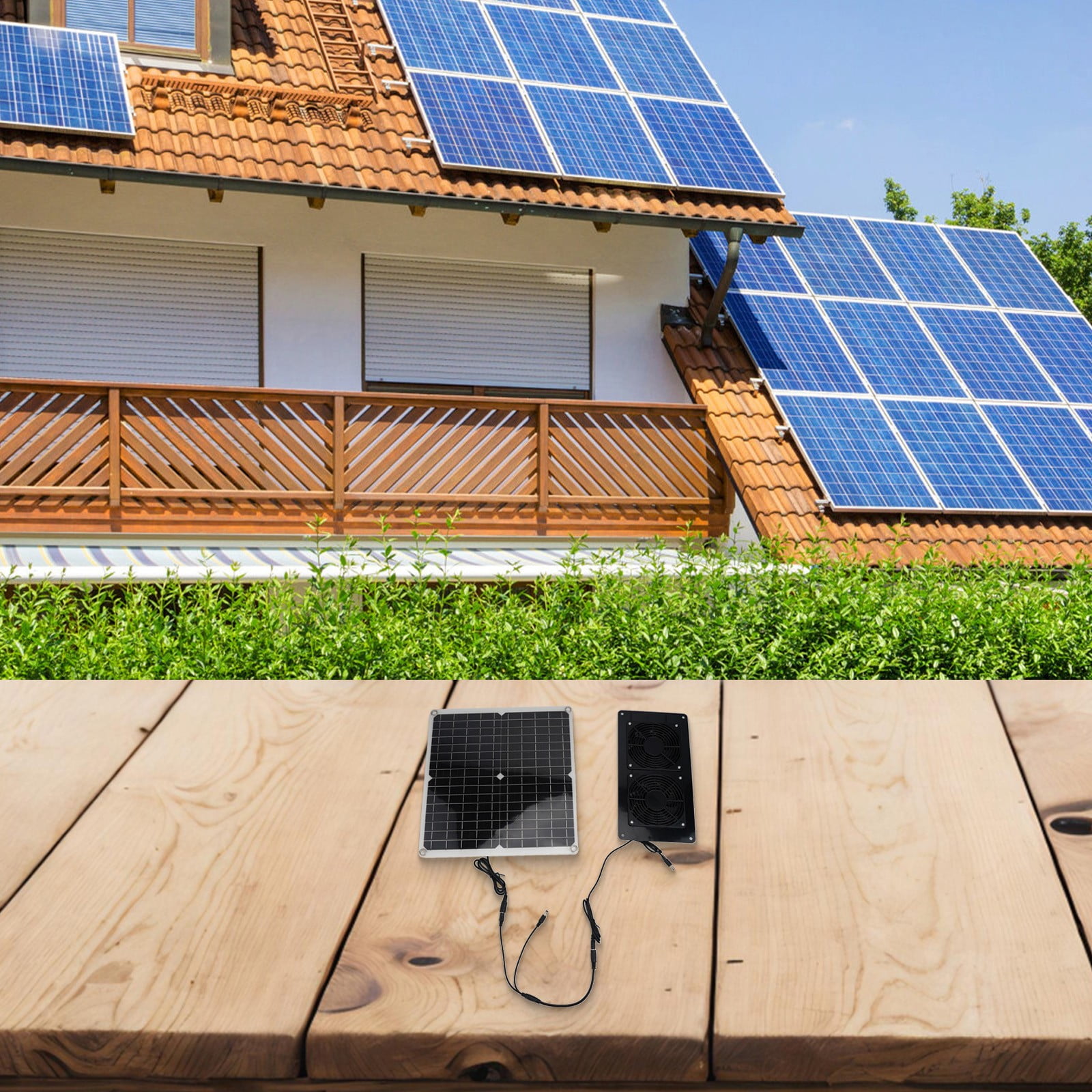 30W Solar Panel Outdoor Solar Exhaust Fan Dog Chicken Coop RV Greenhouse Fan Fan
