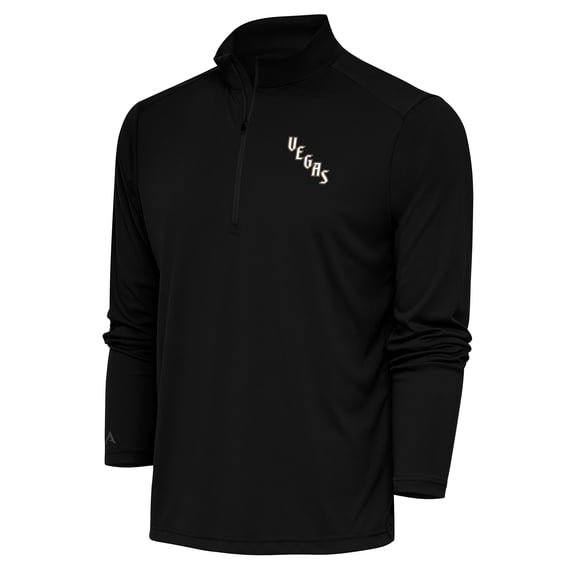 Men's Antigua Black Vegas Golden Knights Special Edition 2.0 Tribute Quarter-Zip Pullover Top