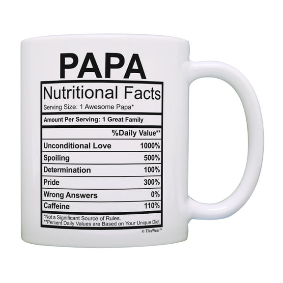 ThisWear Papa Cup Papa Nutritional Facts Mug for Papa Coffee Mug