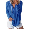 thumbnail image 1 of Blusa de moda para mujer Camisas con cuello en V Color sólido Manga larga con capucha Top Fridja  hj4464, 1 of 5