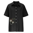 thumbnail image 4 of Mefallenssiah Chemise à Manches Courtes Imprimée pour Femmes, Col Rabattu, Boutons, Blouse Unie, 4 of 8