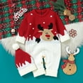 thumbnail image 6 of XDZJLR Baby Boy Girl Christmas Outfit Romper Newborn Infant Xmas Knit Sweater Deer Long Sleeve Jumpsuit With Hat Warm Winter Clothes Red 12-18 Months, 6 of 9