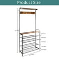 thumbnail image 2 of Entryway Standing Coat Rack with 5-Tier Storage Shelf, 3-in-1 Multi-Function Storage Organizer Shoe Rack Shelf for 12-16 Pairs, 2 of 8