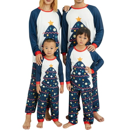 

Christmas Family Matching Pajamas Set Tree Print Tops Pants Holiday Clothing 2pcs Pjs Sleepwear