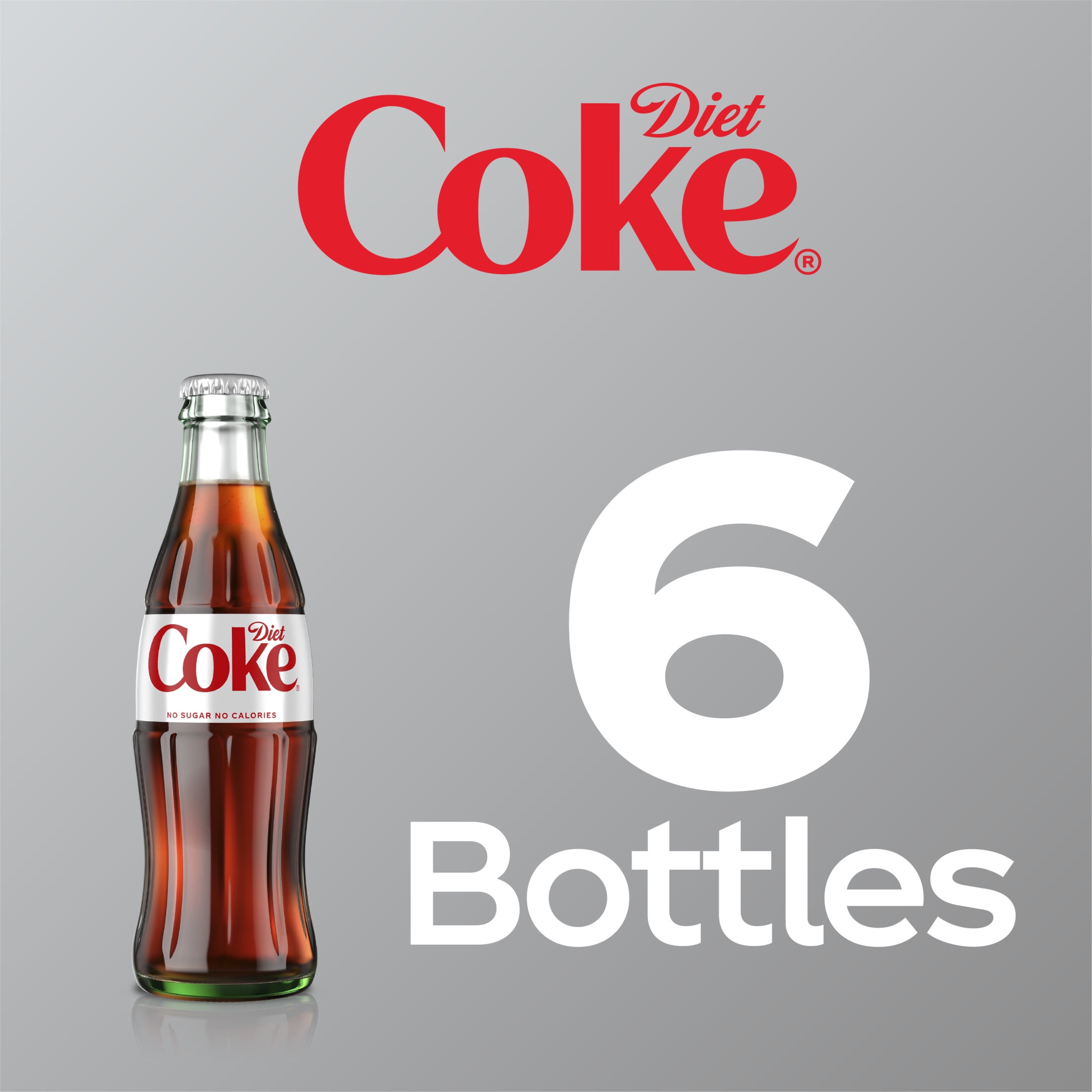 Diet Coke Soda Pop Glass Bottles, 8 fl oz, 6 Pack