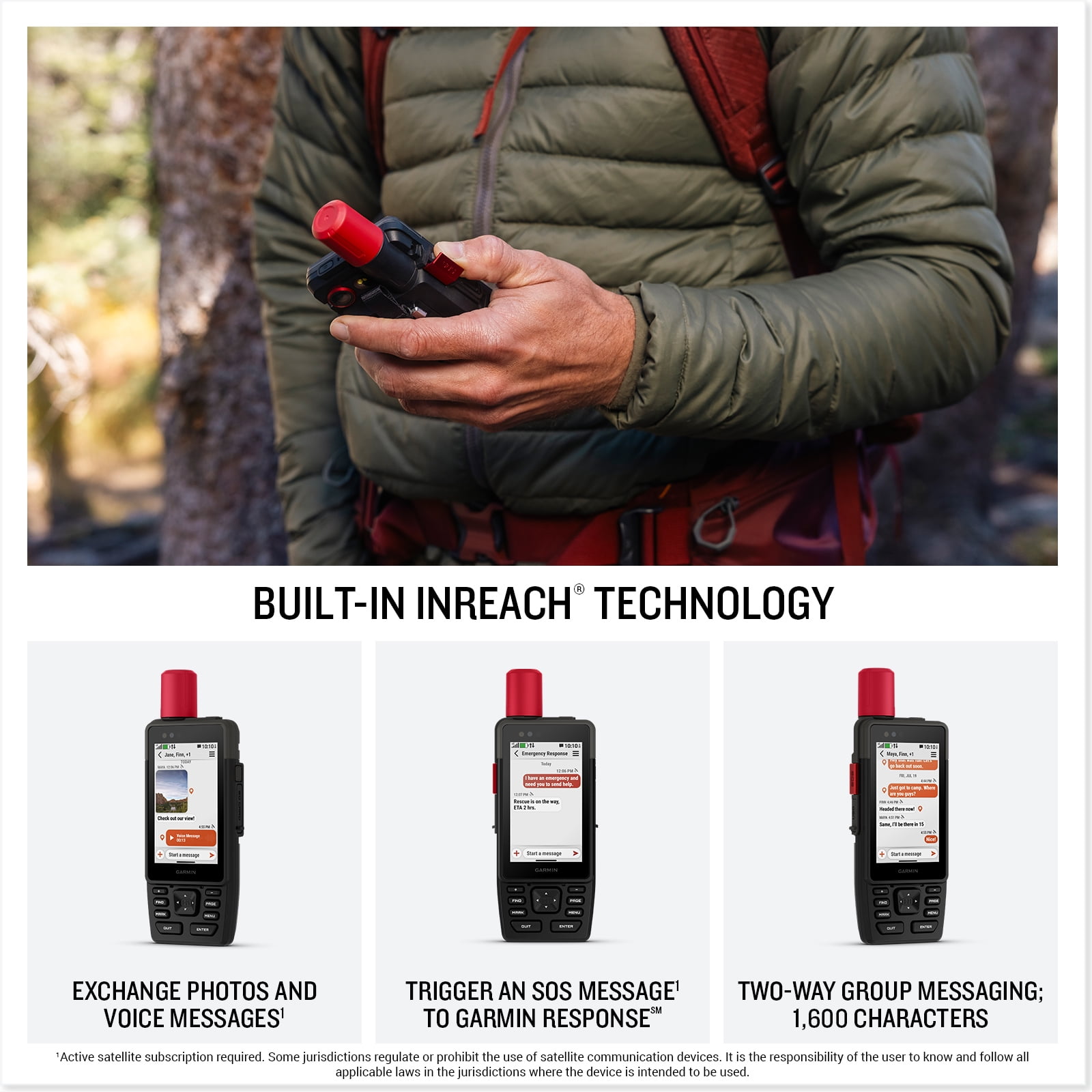 Garmin GPSMAP H1i Plus Rugged Hiking Premium GPS Handheld Navigator  inReach Plus Satellite Technology to Share Text Photos Voice Messages SOS OffGrid Long Battery Life Preloaded Maps Bundle