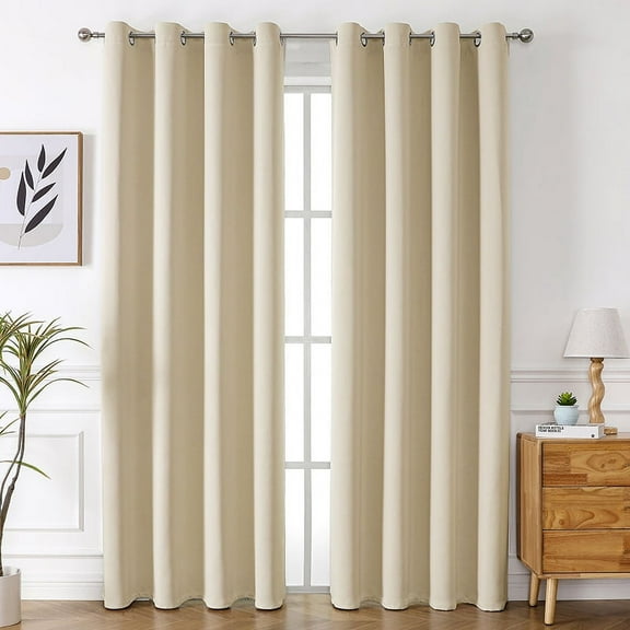 XmhyTop beige Curtains for Bedroom,132*214cm 1 slice, Window Curtains with Grommet Top, Easy to Install Drapes - Premium Polyester Window Blackout Curtains for Bedroom & Home Decor
