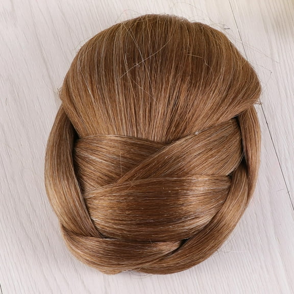 WHAMVOX Golden Hair Bun Wig for Styling with High Temperature for Weddings and Daily Use 6.5 Inches