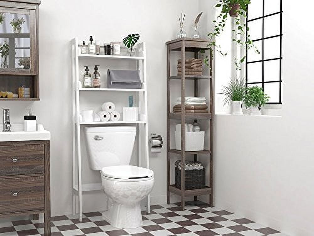 UTEX 3-Shelf Bathroom Organizer Over The Toilet, Bathroom Space saver, Bathroom Shelf, White Finish