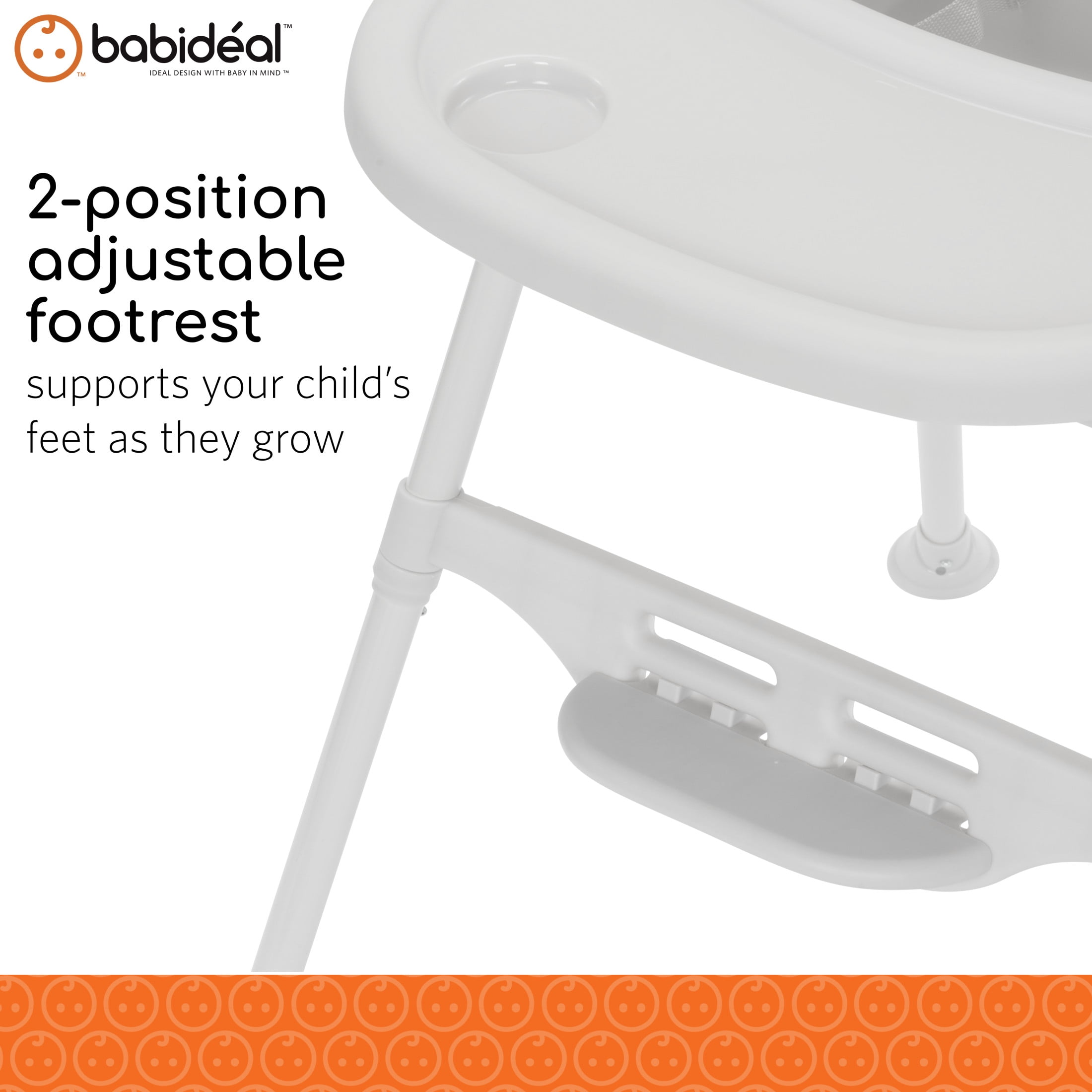 Babideal Lightweight Baby High Chair with Tray & Harness – White, Portable Easy-Clean Feeding Chair