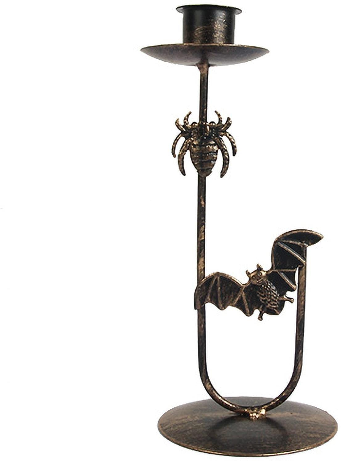Chandelier Métal Noir Halloween Avec Toiles D'araignée Et Chauves-souris - 12 Pouces