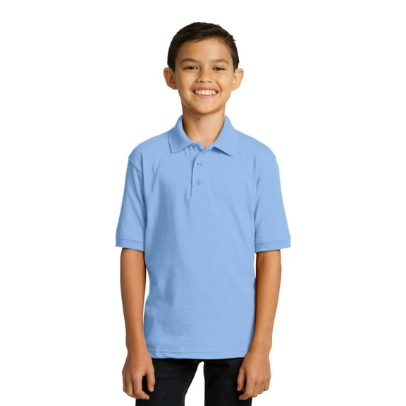 Port & Company Youth Core Blend Jersey Knit Polo-S (Light Blue)