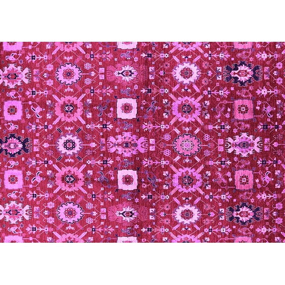 Ahgly Company Indoor Rectangle Oriental Pink Industrial Area Rugs, 7' x 9'