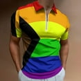 thumbnail image 2 of The Progress Pride Flag All The Colours of The Rainbow Men Zipper T-shirt Summer Casual Short Sleeve T-shirt Top, 2 of 7