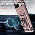thumbnail image 3 of JTCASES for Google Pixel 8 Pro Case, Heavy Duty Protection Magnetic Car Mount Rotating Stand [Slide Camera Window] Rugged Shockproof Anti-fall Shell for Google Pixel 8 Pro, Rosegold, 3 of 8
